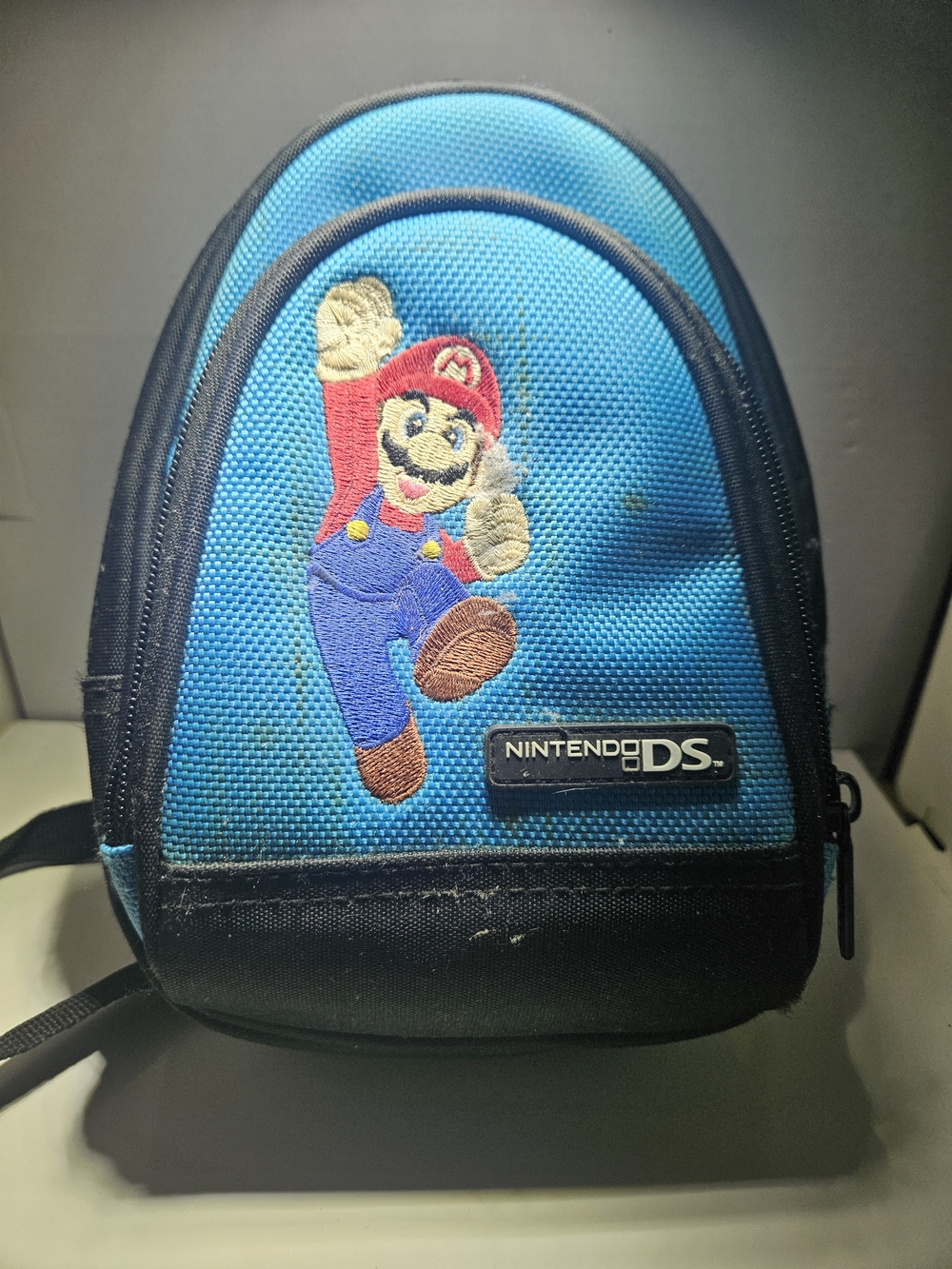 Nintendo DS Turquoise and Black Mario Embroidered Carry Case